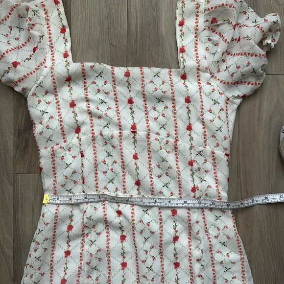 With Jean Cottagecore White Empire Waist Floral Midi Dress - Picture 8 of 13